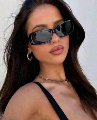SHEIN Black Retro Rectangle Sunglasses – Fast Delivery in 5 Days
