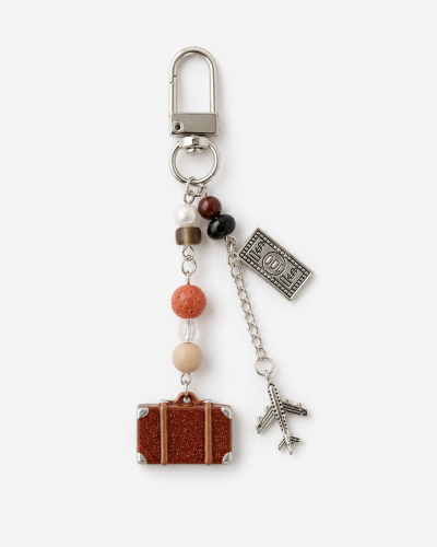 Suitcase Airplane Charm Keychain
