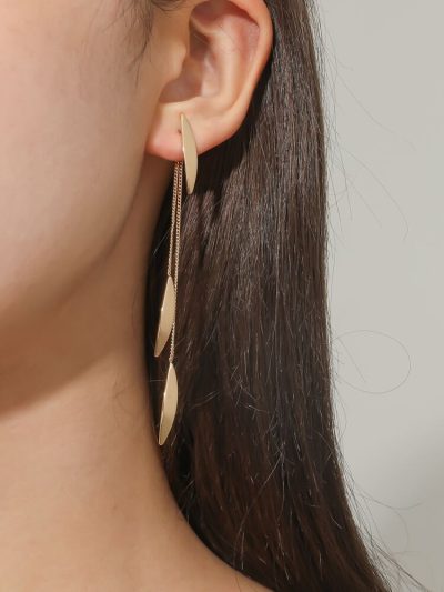 Minimalist Geometric Drop Earrings – Gold Tone Long Chain Statement Earrings for Women
