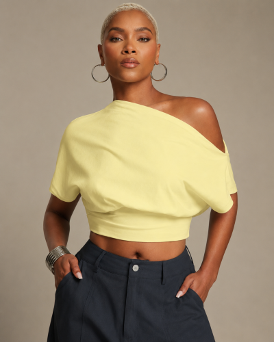 One Shoulder Draped Crop Top