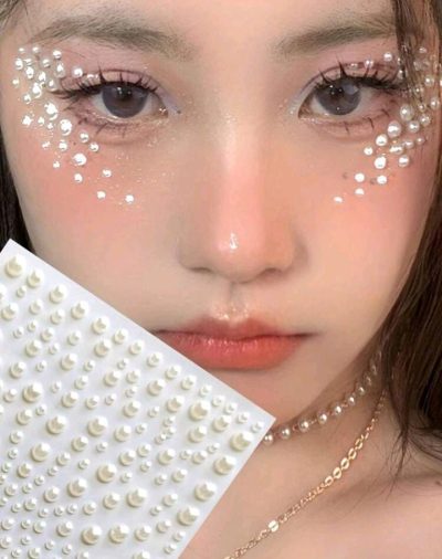 Self-Adhesive Pearl Face Gems Sticker Sheet