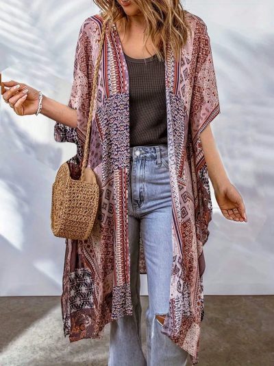 Boho Printed Long Kimono Cover-Up – SHEIN Fast Delivery in 5 Days