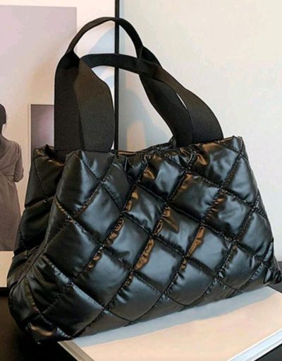 Women’s Black Quilted Puffer Tote Bag