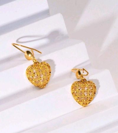Gold Hollow Heart Drop Earrings – Fast Delivery in 5 Days