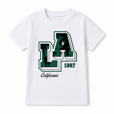 Boys White Graphic T-Shirt – LA 1987 California Print