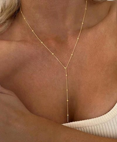 SHEIN Minimal Gold Lariat Necklace – Fast Delivery in 5 Days
