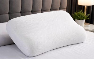 Rony Memory Foam Pillow with Cotton Cover – White Ergonomic Neck Support Pillow 45 x 70 cm