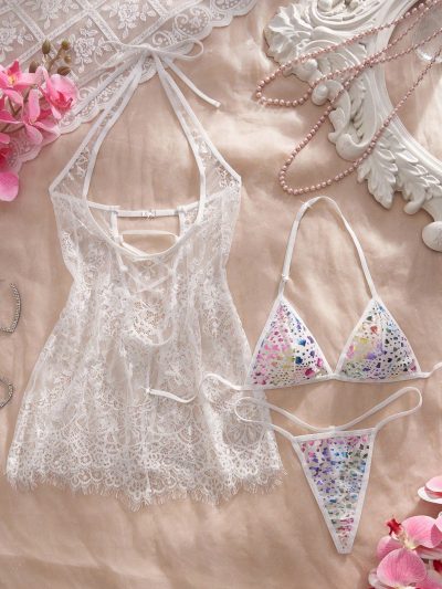 White Lace Babydoll Lingerie – Women Romantic Nightdress