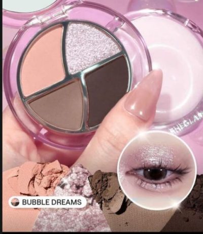 SHEGLAM Bubble Dreams Eyeshadow Palette, 4-Color Neutral & Glitter Eye Makeup Palette