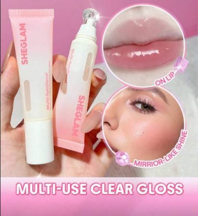 SHEGLAM Multi-Use Clear Gloss, Mirror-Like Shine Lip Gloss and Highlighter Balm