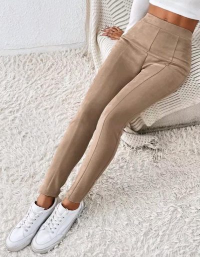 Women’s Beige High Waist Slim Fit Leggings Pants