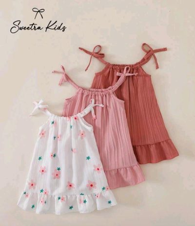 Girls Sleeveless Ruffle Hem Dress Set