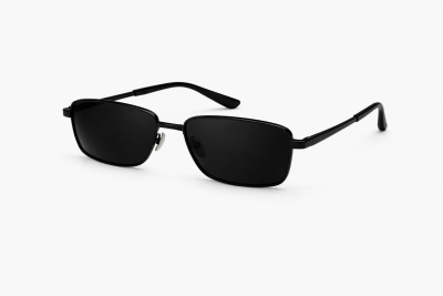 Men’s Rectangular Sunglasses – Black Frame & Black Lenses