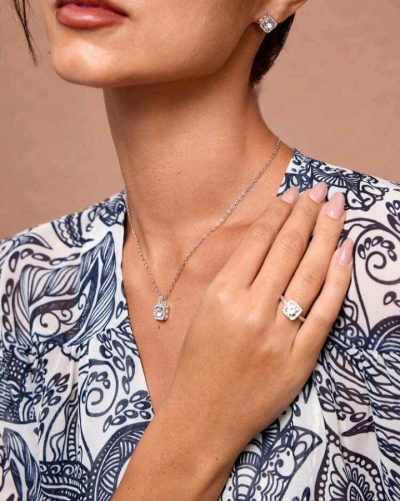 SHEIN Silver Crystal Jewelry Set – 3 Pieces