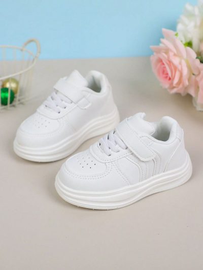 SHEIN Kids White Platform Hook-and-Loop Sneakers
