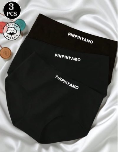 SHEIN Women’s Black Seamless Underwear Set 3 Pieces – High Waist Cotton Panties, SHEIN Fast Delivery in 5 Days