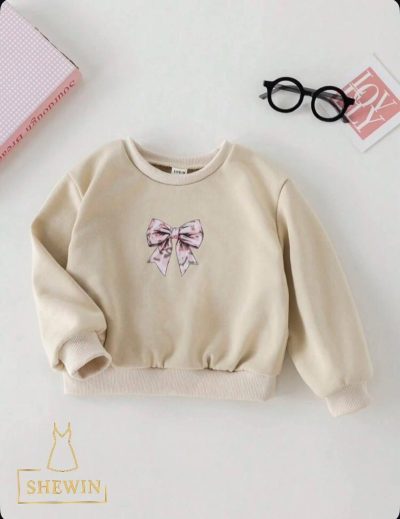 Baby Girls Cream Bow Print Sweatshirt