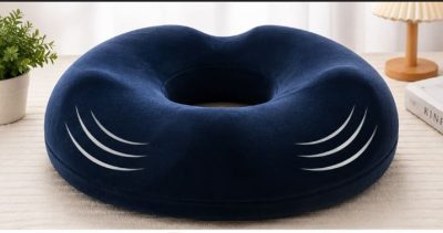 Hemorrhoids Extra Memory Foam Cushion with Cotton Cover – Navy Blue Ergonomic Donut Seat Cushion 40 x 45 cm