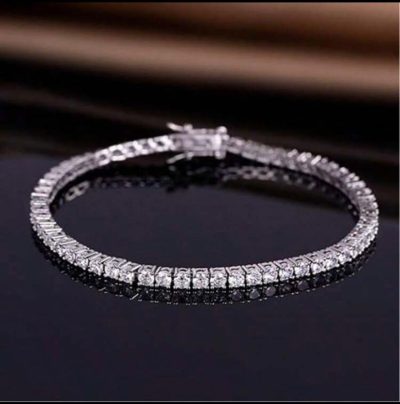 Women’s Tennis Bracelet 6.5 Inch – Crystal Link Bracelet – Elegant Minimal Silver & Gold Wrist Jewelry