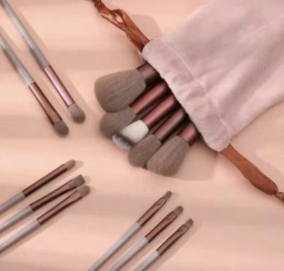 13-Piece Makeup Brush Set – Soft Bristle Face & Eye Brushes with Pouch – Rose Gold & Blush Pink