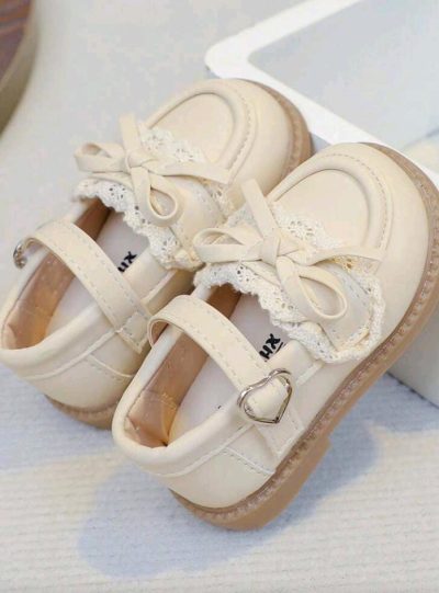 Girls Cream Bow Mary Jane Shoes
