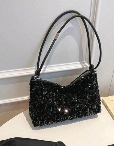 Black Sequin Shoulder Bag