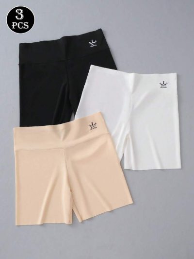 3-Piece Women’s Seamless Anti Chafing Shorts Set – High Waist Smooth Slip Shorts in Black, White & Nude