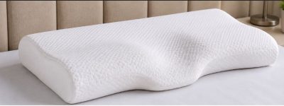 Vo Curvy Memory Foam Pillow with Cotton Cover – White Ergonomic Curved Support Pillow 35 x 55 cm
