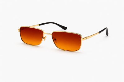 Men’s Rectangular Sunglasses – Gold Frame & Amber Brown Lenses