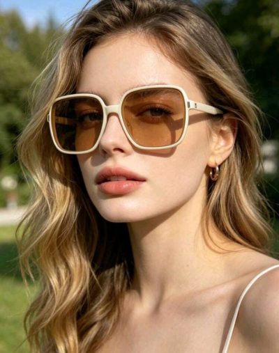 SHEIN Beige Oversized Square Sunglasses – Fast Delivery in 5 Days